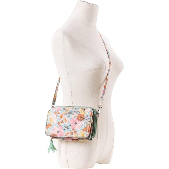 Cotton Quilted Crossbody Wallet Purse Clutch Women's Fashion Accessories - Picture 6 of 7